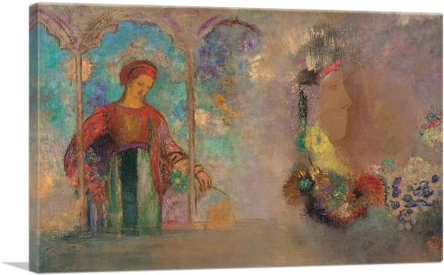 Woman in a Gothic Arcade - Woman with Flowers 1905