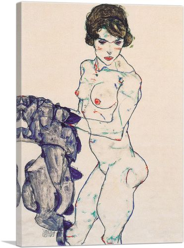 Standing Female Nude with Blue Cloth 1914