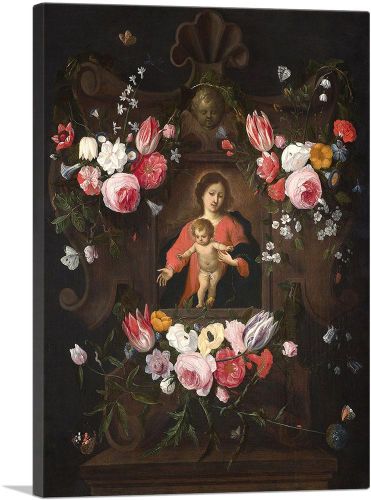 The Virgin And Child In a Cartouche With a Garland Of Flowers