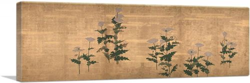 White Poppies On Gold Ground Edo Period