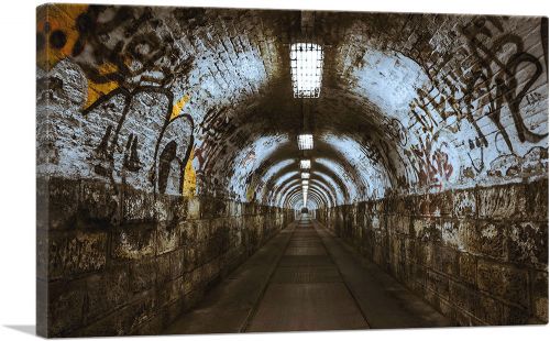 Brick Subway Tunnel Graffiti
