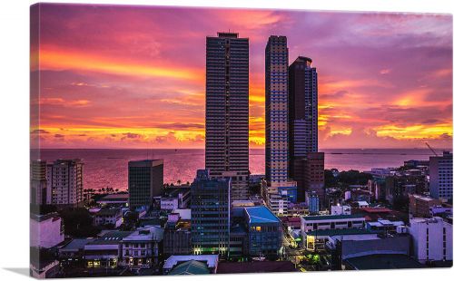 Manila Philippines Skyline Vivid Sunset