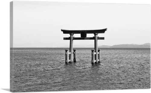 Floating Japan Torii Gate Miyajima Shrine Lake Biwa Rectangle