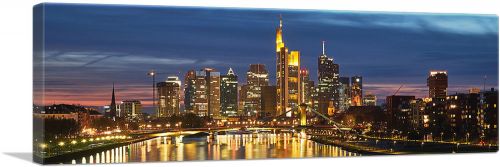 Frankfurt Germany Sunset Skyline Panoramic