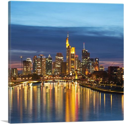 Frankfurt Germany Sunset Skyline Square