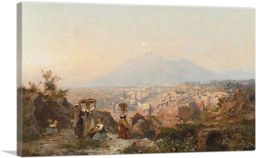 Figures On a Hill Overlooking Pompeii