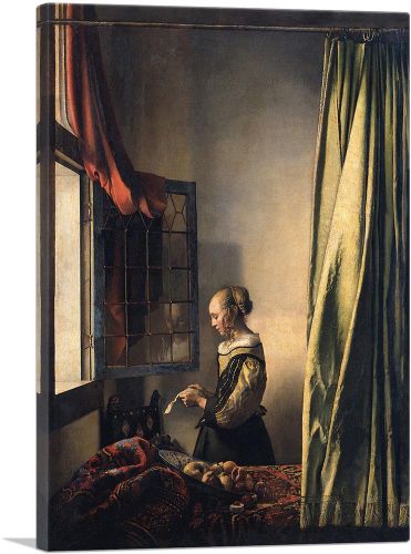 Girl Reading a Letter By An Open Window