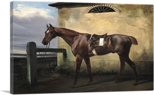 A Tethered Chestnut Horse In a Landscape 1828