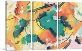 Abstract Art Red Blue Yellow-3-Panels-60x40x1.5 Thick