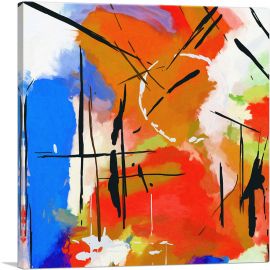 Abstract Pink Blue Green Orange-1-Panel-26x26x.75 Thick