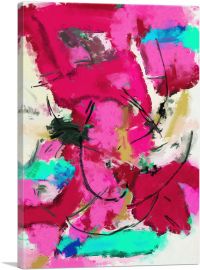 Abstract Pink Red Green Teal-1-Panel-40x26x1.5 Thick