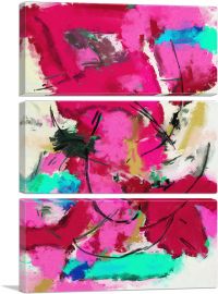 Abstract Pink Red Green Teal-3-Panels-90x60x1.5 Thick