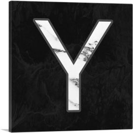 Classy Black White Marble Alphabet Letter Y-1-Panel-12x12x1.5 Thick