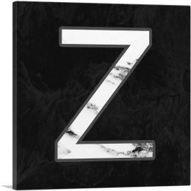 Classy Black White Marble Alphabet Letter Z-1-Panel-36x36x1.5 Thick