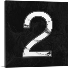 Classy Black White Marble Alphabet Number 2 Two Numeral-1-Panel-12x12x1.5 Thick