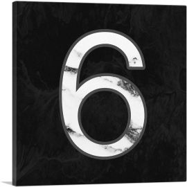 Classy Black White Marble Alphabet Number 6 Six Numeral