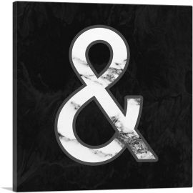 Classy Black White Marble Alphabet And Sign Symbol-1-Panel-36x36x1.5 Thick