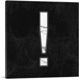 Classy Black White Marble Alphabet Exclamation Point Mark Sign-1-Panel-12x12x1.5 Thick