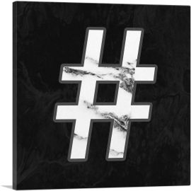 Classy Black White Marble Alphabet Number Sign Hash Tag Pound-1-Panel-12x12x1.5 Thick
