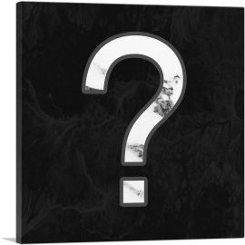 Classy Black White Marble Alphabet Question Mark Symbol-1-Panel-12x12x1.5 Thick