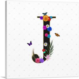 Flower Plant Butterfly Alphabet Letter J