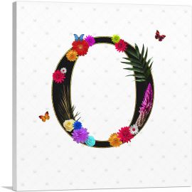 Flower Plant Butterfly Alphabet Letter O-1-Panel-36x36x1.5 Thick