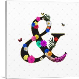 Flower Plant Butterfly Alphabet And Sign Symbol-1-Panel-36x36x1.5 Thick
