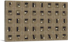 Beige Black Mid Century Modern Full Alphabet Horizontal Rectangle-1-Panel-18x12x1.5 Thick