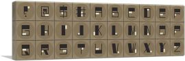 Beige Black Mid Century Modern Full Alphabet Panoramic-1-Panel-36x12x1.5 Thick