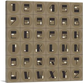 Beige Black Mid Century Modern Full Alphabet Square-1-Panel-26x26x.75 Thick