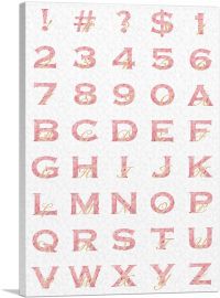 Chic Pink Gold Vertical Rectangle Full Alphabet-1-Panel-40x26x1.5 Thick