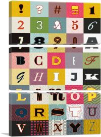 Colorful Pattern Rectangle Full Alphabet-3-Panels-90x60x1.5 Thick