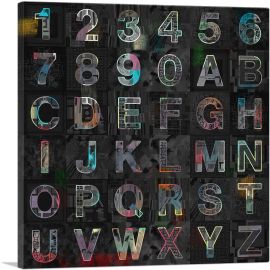 Cool Colorful Square Full Alphabet-1-Panel-36x36x1.5 Thick