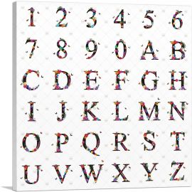 Flower Plant Butterfly Square Full Alphabet-1-Panel-12x12x1.5 Thick