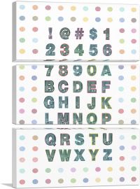 Fun Polka Dots Vertical Full Alphabet-3-Panels-90x60x1.5 Thick