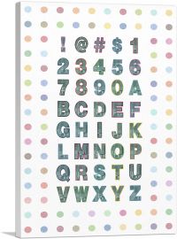 Fun Polka Dots Vertical Full Alphabet-1-Panel-12x8x.75 Thick