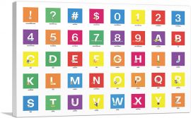 Kids Colorful Animal Horizontal  Rectangle Full Alphabet-1-Panel-40x26x1.5 Thick