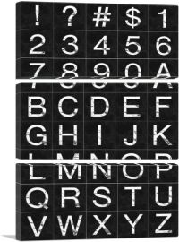 Marble Black & White Vertical Rectangle Full Alphabet Grid-3-Panels-90x60x1.5 Thick