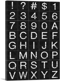 Marble Black & White Vertical Rectangle Full Alphabet Grid-1-Panel-26x18x1.5 Thick