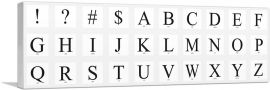 Modern Black White Gray Serif Panoramic Full Alphabet-1-Panel-48x16x1.5 Thick