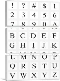 Modern Black White Gray Serif Vertical Rectangle Full Alphabet-3-Panels-90x60x1.5 Thick