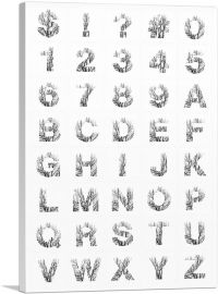 Tree Branches Vertical Rectangle Full Alphabet-1-Panel-60x40x1.5 Thick