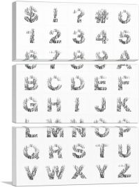 Tree Branches Vertical Rectangle Full Alphabet-3-Panels-90x60x1.5 Thick