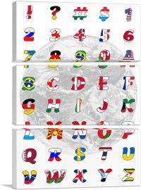 World Flags Rectangle Full Alphabet-3-Panels-60x40x1.5 Thick