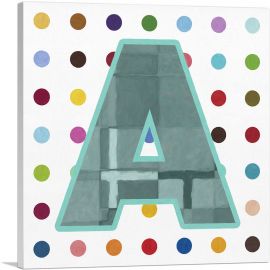 Fun Polka Dots Letter A-1-Panel-26x26x.75 Thick