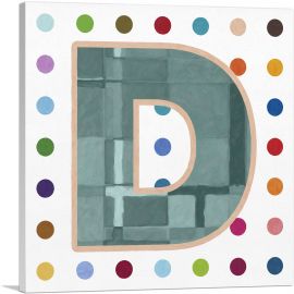 Fun Polka Dots Letter D-1-Panel-18x18x1.5 Thick