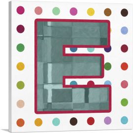Fun Polka Dots Letter E-1-Panel-18x18x1.5 Thick