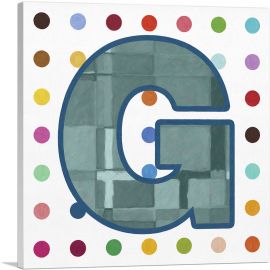 Fun Polka Dots Letter G-1-Panel-12x12x1.5 Thick