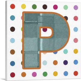 Fun Polka Dots Letter P-1-Panel-12x12x1.5 Thick