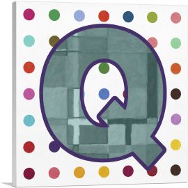 Fun Polka Dots Letter Q-1-Panel-12x12x1.5 Thick